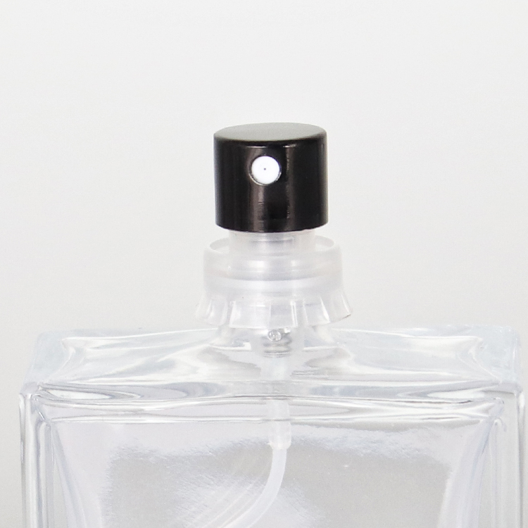 30ml 50mlの長方形の香水瓶、黒いふたの豪華な外観の厚い底の香水瓶